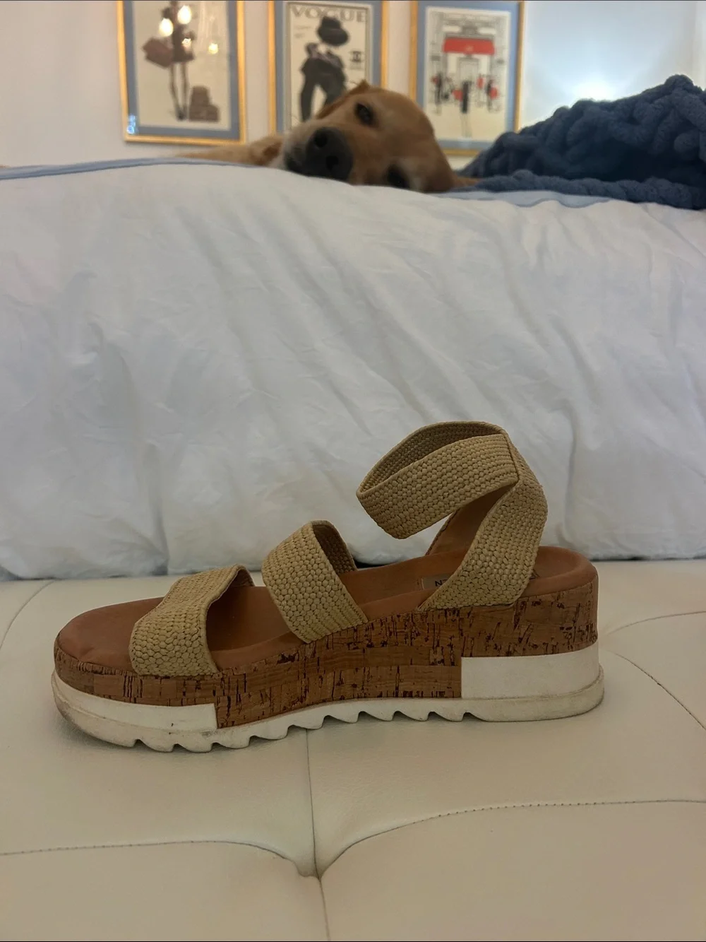 Steve Madden Natural Woven Strap Platform Sandals